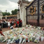 More flowers on the pile outside the gates of Buckingham Palace following the death of Diana, Princess of Wales.