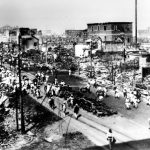 Nihonbashi district, in Tokyo, in ruins after a major earthquake struck near the Japanese capital.