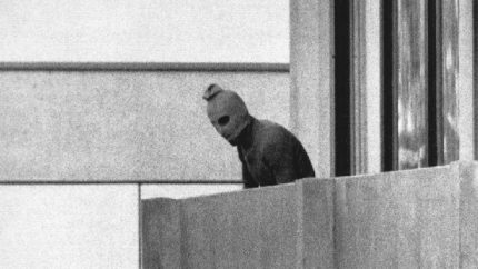 A member of the commando group which seized members of the Israeli Olympic Team at their quarters at the Munich Olympic Village