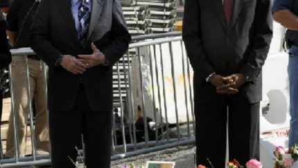 In 2008 presidential candidates Senators John McCain and Barack Obama pay respects to victims of September 11 attacks