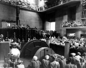 Power house of the Boulder (Hoover) Dam where electricity is generated by the first hydroelectric generator