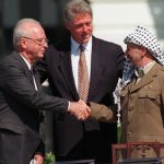 Signing of the 1993 peace accord between Israel and the Palestinians on the White House lawn