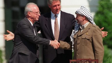 Signing of the 1993 peace accord between Israel and the Palestinians on the White House lawn