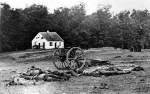 A Mathew B. Brady photo after the Battle of Antietam in 1862