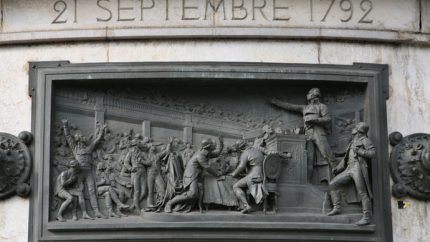 Proclamation of the abolition of the monarchy, high-relief bronze by Léopold Morice