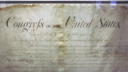 The top of New Jersey’s original manuscript Bill of Rights (AP Photo-Mel Evans)