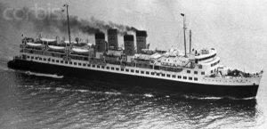 A Japanese railroad ferry , which capsized when a typhoon struck Japan September 27, 1954, causing an estimated 1,000 persons to be drowned. --- Image by  Bettmann-CORBIS