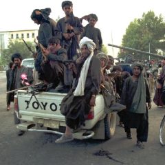 Taliban fighters around the Presidential palace in Kabul (AP Photo - B.K.Bangash)