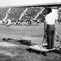 NBC’s first telecast football game in history, at Triborough Stadium on Randall’s Island in New York (AP Photo )