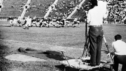 NBC’s first telecast football game in history, at Triborough Stadium on Randall’s Island in New York (AP Photo )