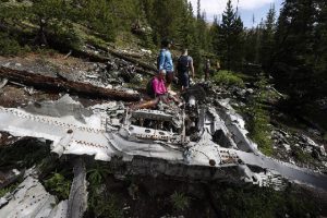 Relatives of members of the 1970 Wichita State University Shockers football team visit the crash site (AP Photo-David Zalubowski)