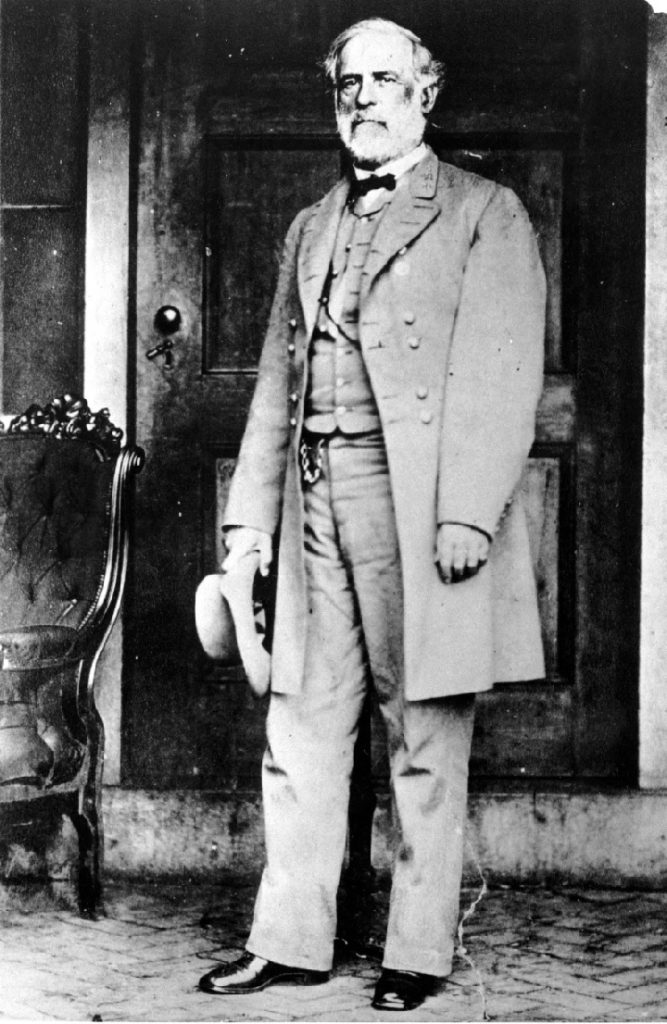 General Robert E. Lee poses on the back porch of the Lee house in Richmond, Virginia (AP Photo-Mathew B. Brady)