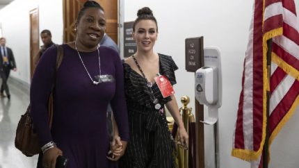 Tarana Burke, a founder and leader of the #MeToo movement, and Actress Alyssa Milano (AP Photo-Carolyn Kaster)