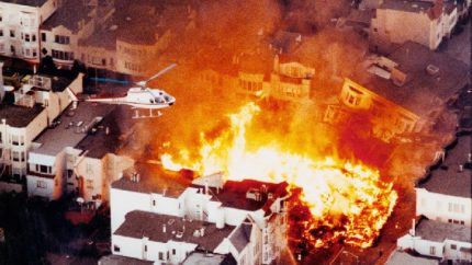 Fire consumes homes in the Marina District after the Loma Prieta earthquake (AP Photo-The Contra Costa Times-Bob Pepping)