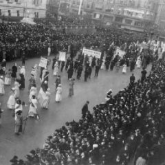 Women march in a suffrage parade on Fifth Avenue in New York (Library of Congress via AP)