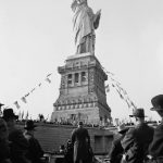 President Franklin D Roosevelt rededicated the Statue of Liberty on its 50th anniversary