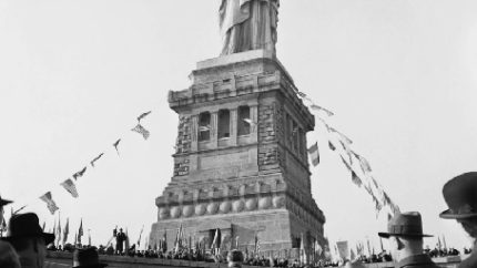 President Franklin D Roosevelt rededicated the Statue of Liberty on its 50th anniversary