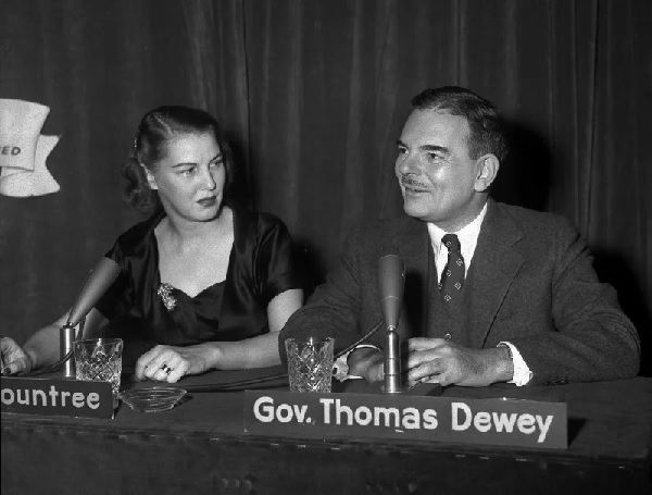 New York Governor Thomas Dewey talks with Martha Rountree on 'Meet the Press' (AP Photo)