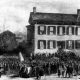 Supporters gather at the home of President-Elect Abraham Lincoln in Springfield, Illinois, on the morning after the election, 1860 (AP Photo)