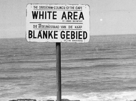 A bayside sign-post indicates a ‘White Area’ during Apartheid in South Africa (AP Photo)