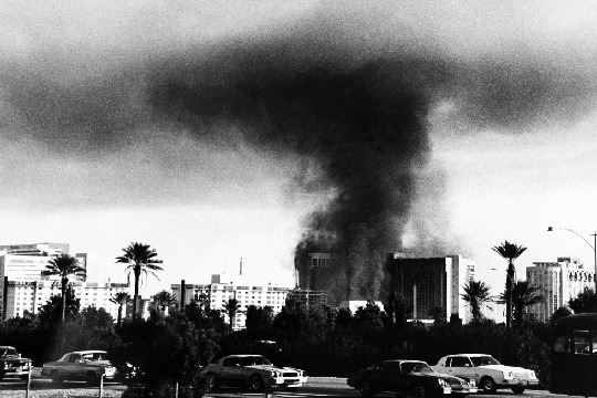  A fire burns at the MGM Grand Hotel and Casino in Las Vegas (AP Photo)