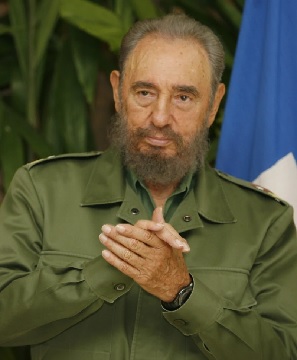 Cuban President Fidel Castro at a ceremony with President-elect of Haiti Rene Preval at the Revolution Palace in Havana (AP Photo- Javier Galeano)