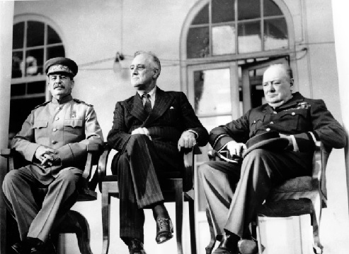  Premier Josef Stalin, President Franklin Roosevelt and Prime Minister Winston Churchill sit at the Teheran Conference (AP Photo-British Official Photo)