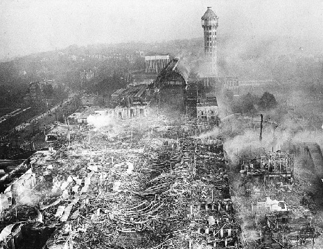  The Crystal Palace, built for the Great Exhibition of 1851, lays in ruins after a fire destroyed the glass and iron structure in London (AP Photo)