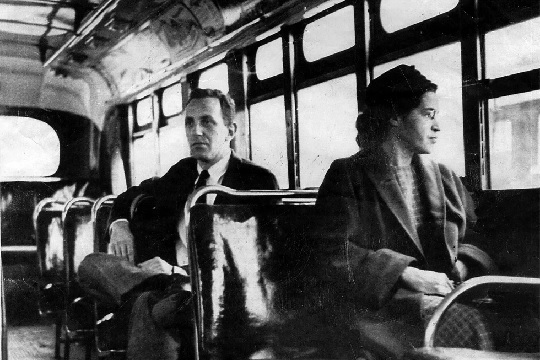 Rosa Parks riding on a Montgomery Area Transit System bus - undated photo (AP Photo - Daily Advertiser)