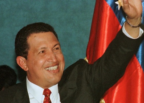 Former Lt Col Hugo Chaves as he arrives at a press conference in Caracas (AP Photo,Jose Caruci)