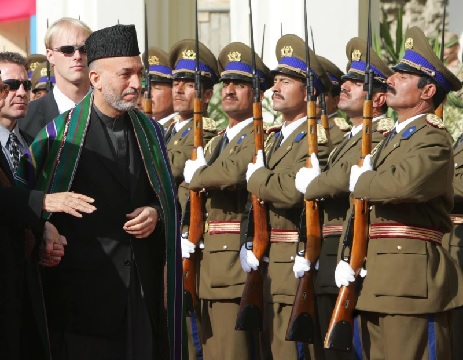 Afghan President Hamid Karzai swearing in ceremony as Afghanistan’s first popularly elected president in Kabul’s Presidential Palace (AP Photo - Ahmad Masood)