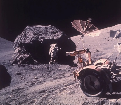 Scientist-Astronaut Harrison Schmitt at Station 6 during the third Apollo 17 extravehicular activity at the Taurus-Littrow landing site (AP Photo - NASA)