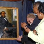 A painting of Joseph H Rainey, the first black person elected to Congress, is unveiled on Capitol Hill in 2005 (AP Photo - Dennis Cook)