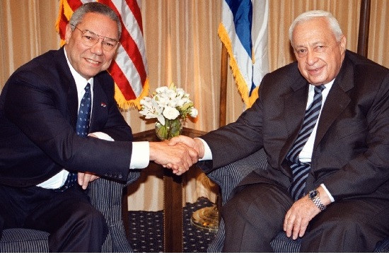 Secretary of State Colin Powell with Prime Minister Ariel Sharon - Roadmap For Peace failed