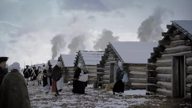 The Valley Forge encampment included more than 1,500 log huts and became the fourth largest city in America at the time.