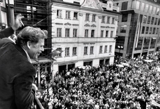 Vaclav Havel in Prague just days before he was elected president