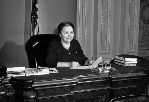 Hattie Caraway at her desk