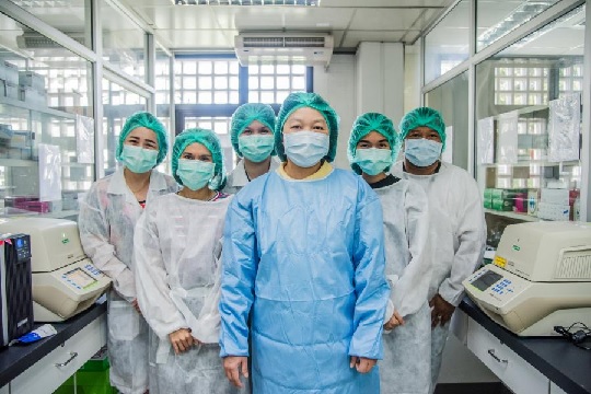 Dr Pilailuk Okada, Head of the Thai National Influenza Centre, and her team of microbiologists