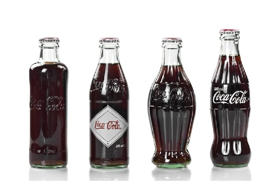 Coke bottles through the years